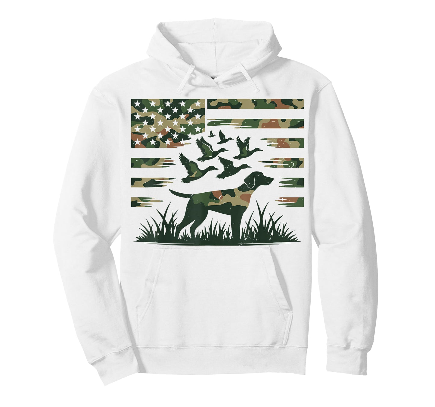 Youth Camo Mallard Duck Hunting Dog Camouflage American Flag T-Shirt