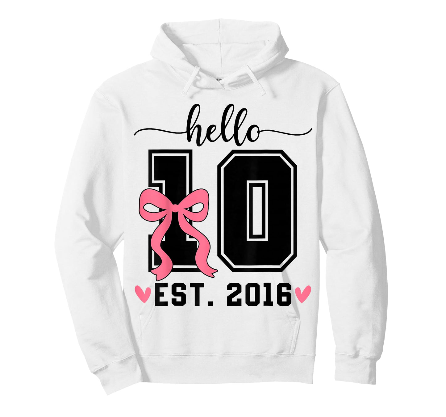 Hello Ten Est 2016 Bow 10th Birthday Double Digits Girls T-Shirt