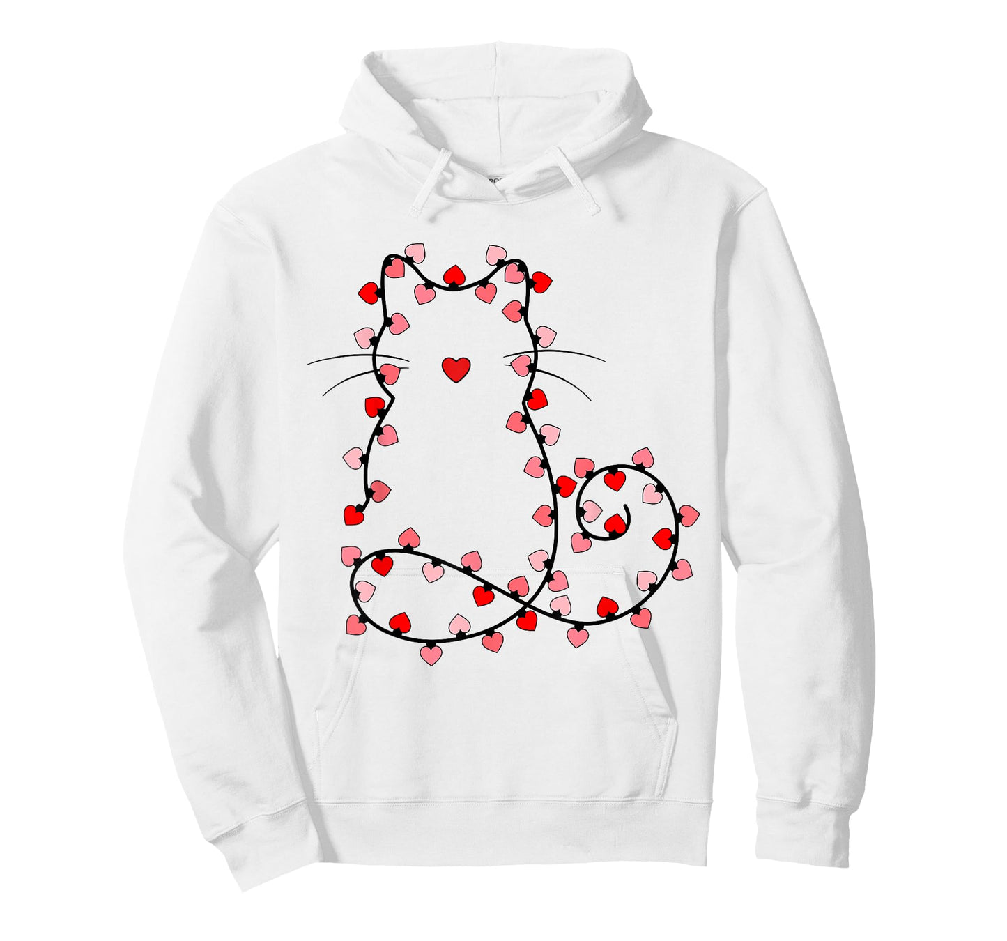 Cute Valentine Lights Cat Heart Love Valentines Day Girly T-Shirt