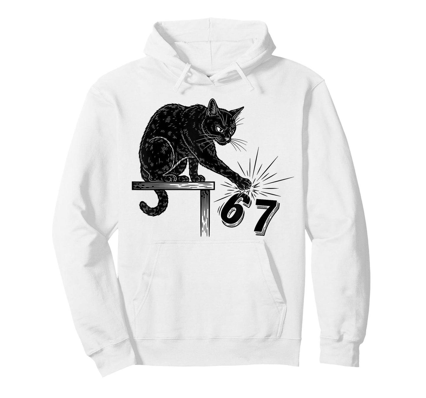 6 7 Black Cat Funny Meme Humor 67 Six Seven Vintage Costume T-Shirt