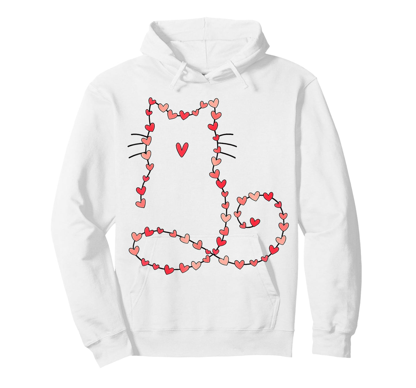 Cute Cat Outline Made of Hearts Valentine Style for Cat Love T-Shirt