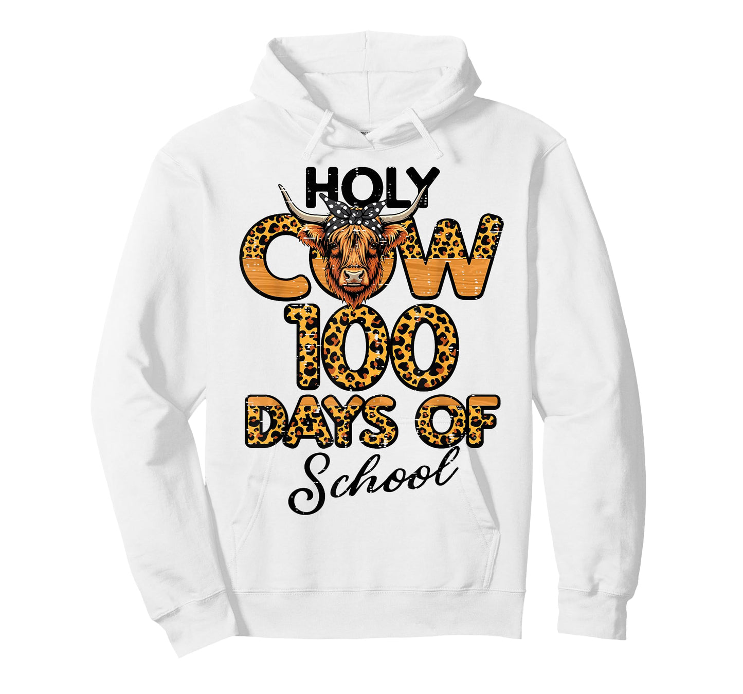 Holy Cow 100 Days of School Leopard 100th Day Kids Women T-Shirt