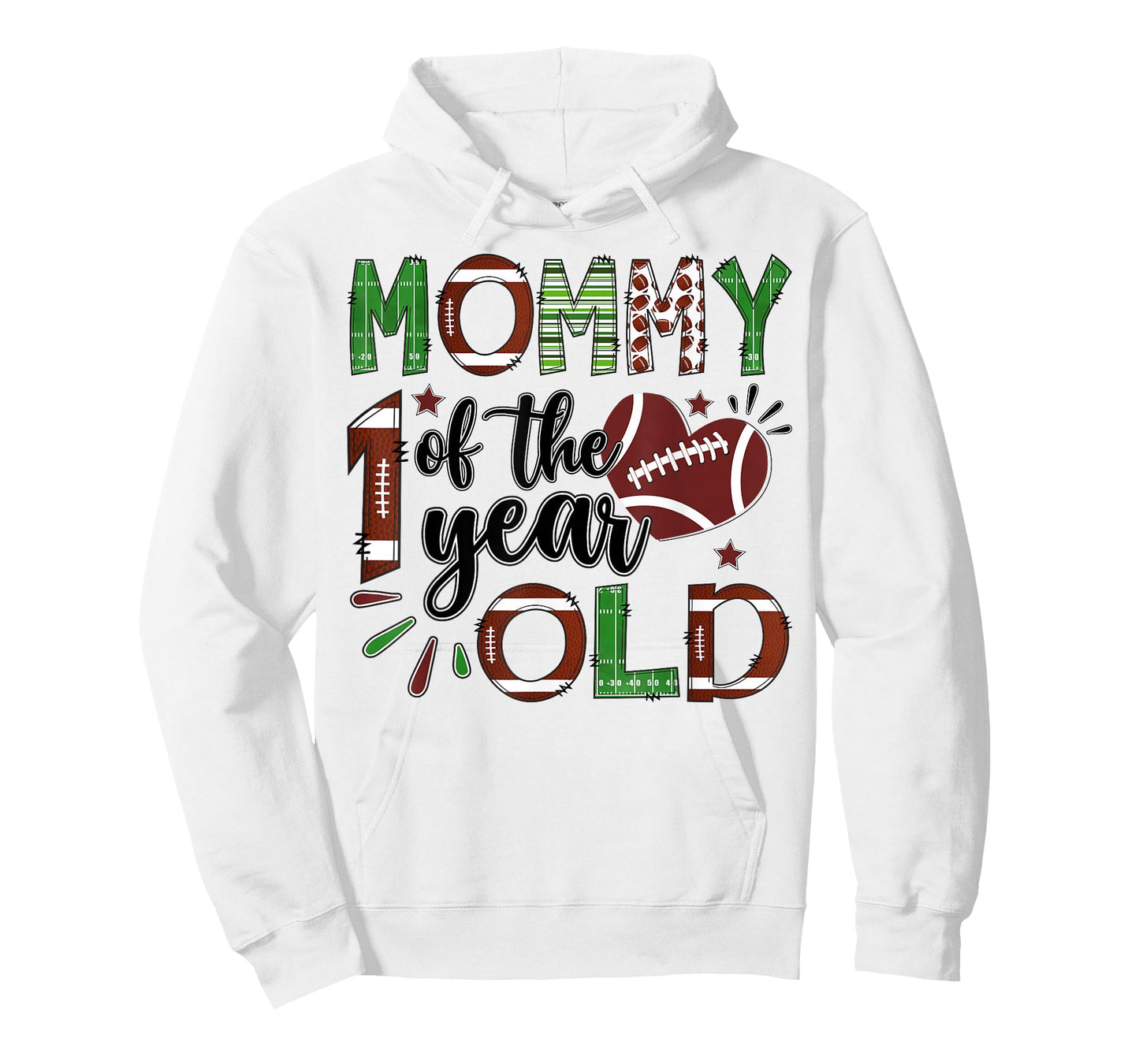 Mommy of The 1 Year Old Football 1st Birthday Boy Matching T-Shirt