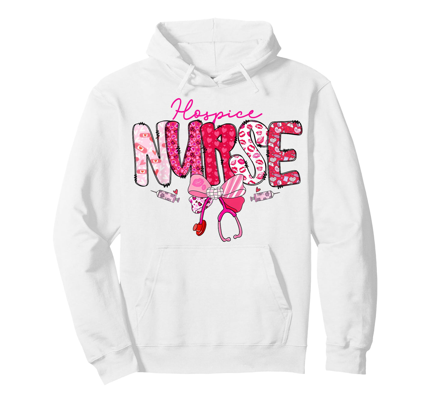 Hospice Nurse Valentine's Day Stethoscope Coquette Bow T-Shirt