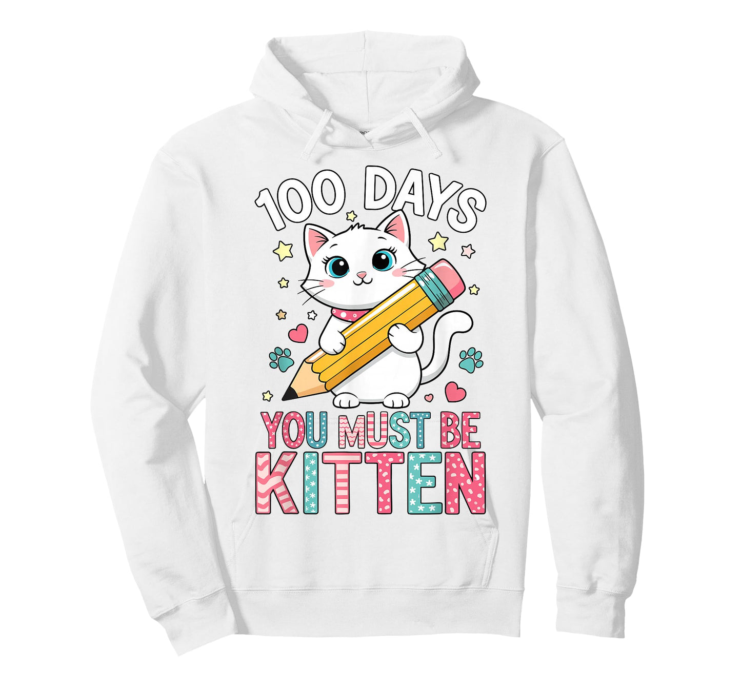 Cute 100 Days of School cat Girls Kids 100th Day of School T-Shirt