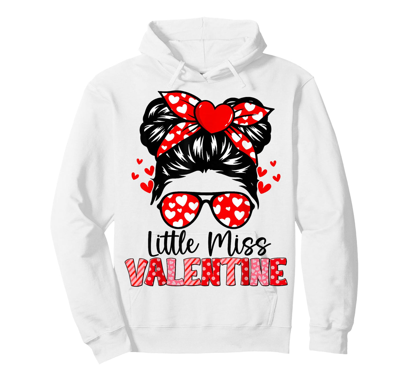 Cute Heart Bow Messy Bun Valentine for Women Girl T-Shirt