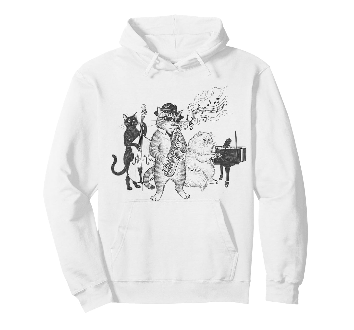 Cats Playing Jazz Saxophone Piano Art Musician Design T-Shirt
