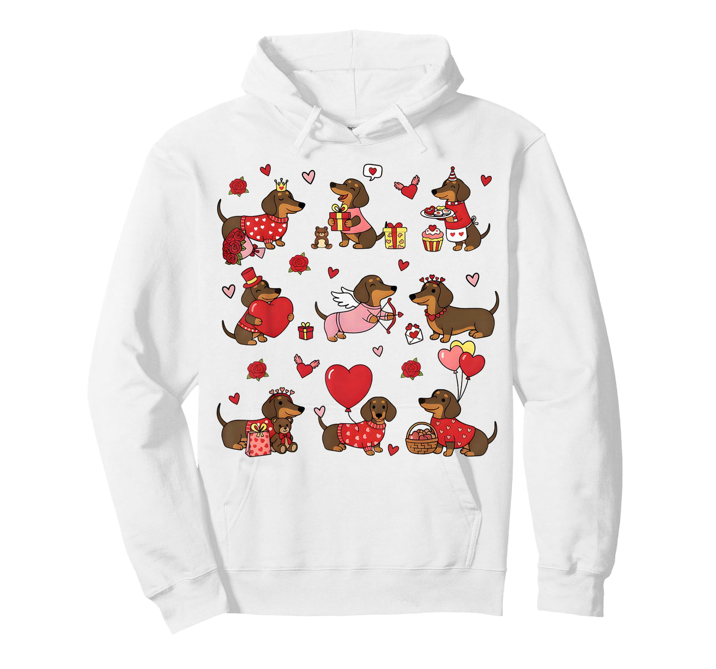 Cute Dachshund Lover Valentines Heart Couple Matching T-Shirt