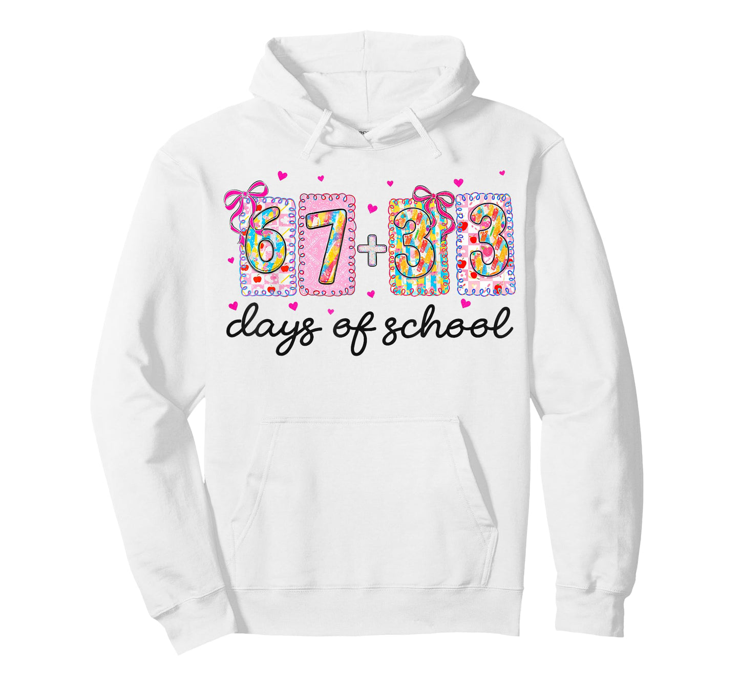 Preppy 67+33 Days of School Coquette Bow 100 Days Kid T-Shirt