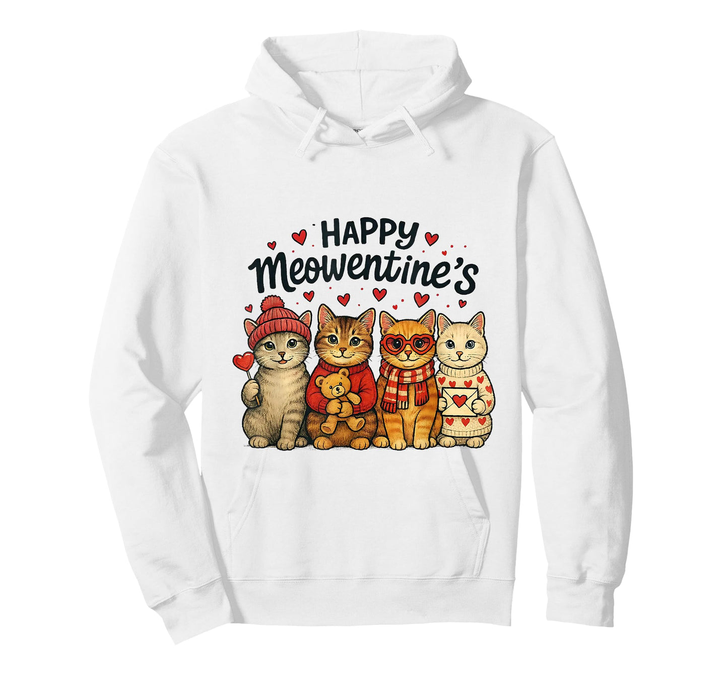 Cute Happy Meowentines Valentine Cats Love Men Women T-Shirt
