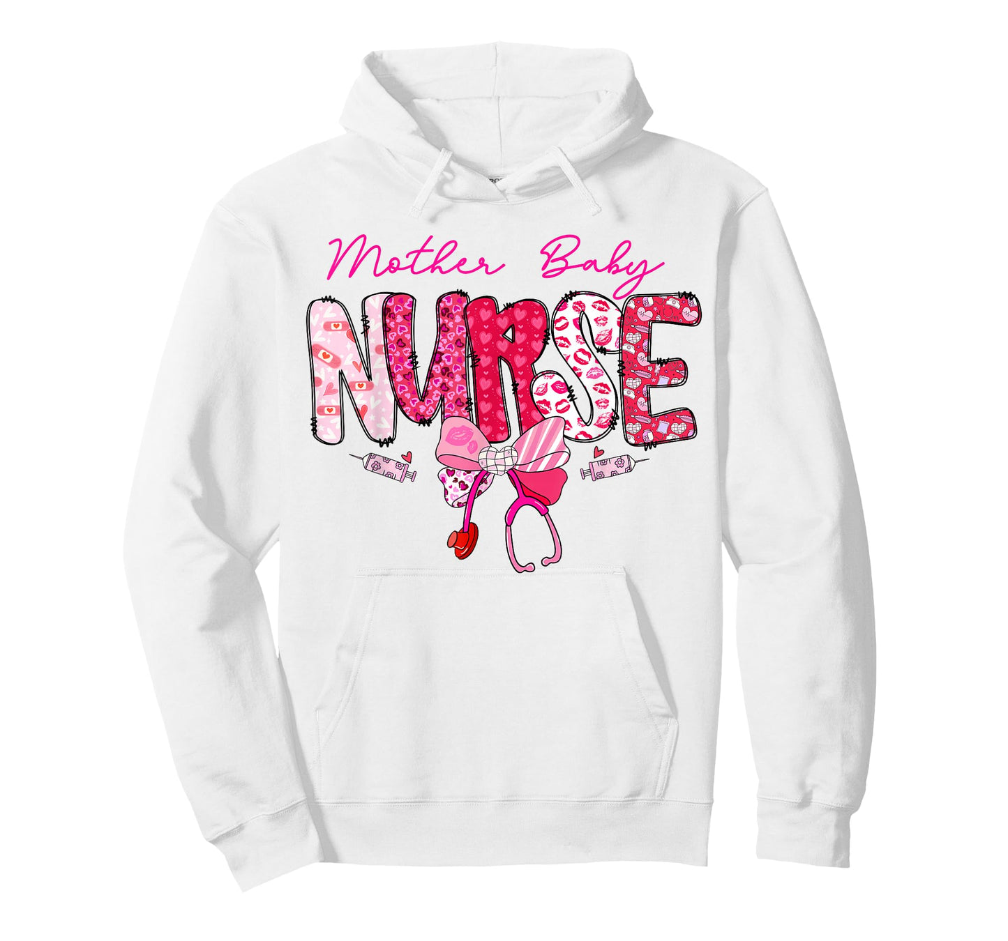 Mother Baby Nurse Valentine's Day Stethoscope Coquette Bow T-Shirt