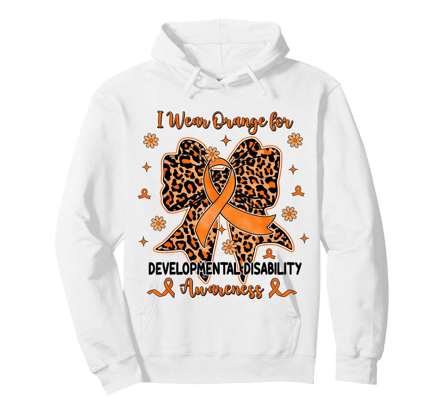 Leopard Coquette Bow Developmental Disability I Wear Orange T-Shirt