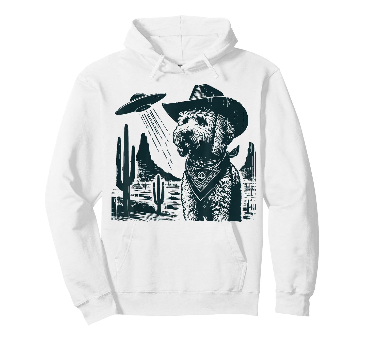 Vintage Golden Doodle UFO Western Cowboy Doodle Dog T-Shirt