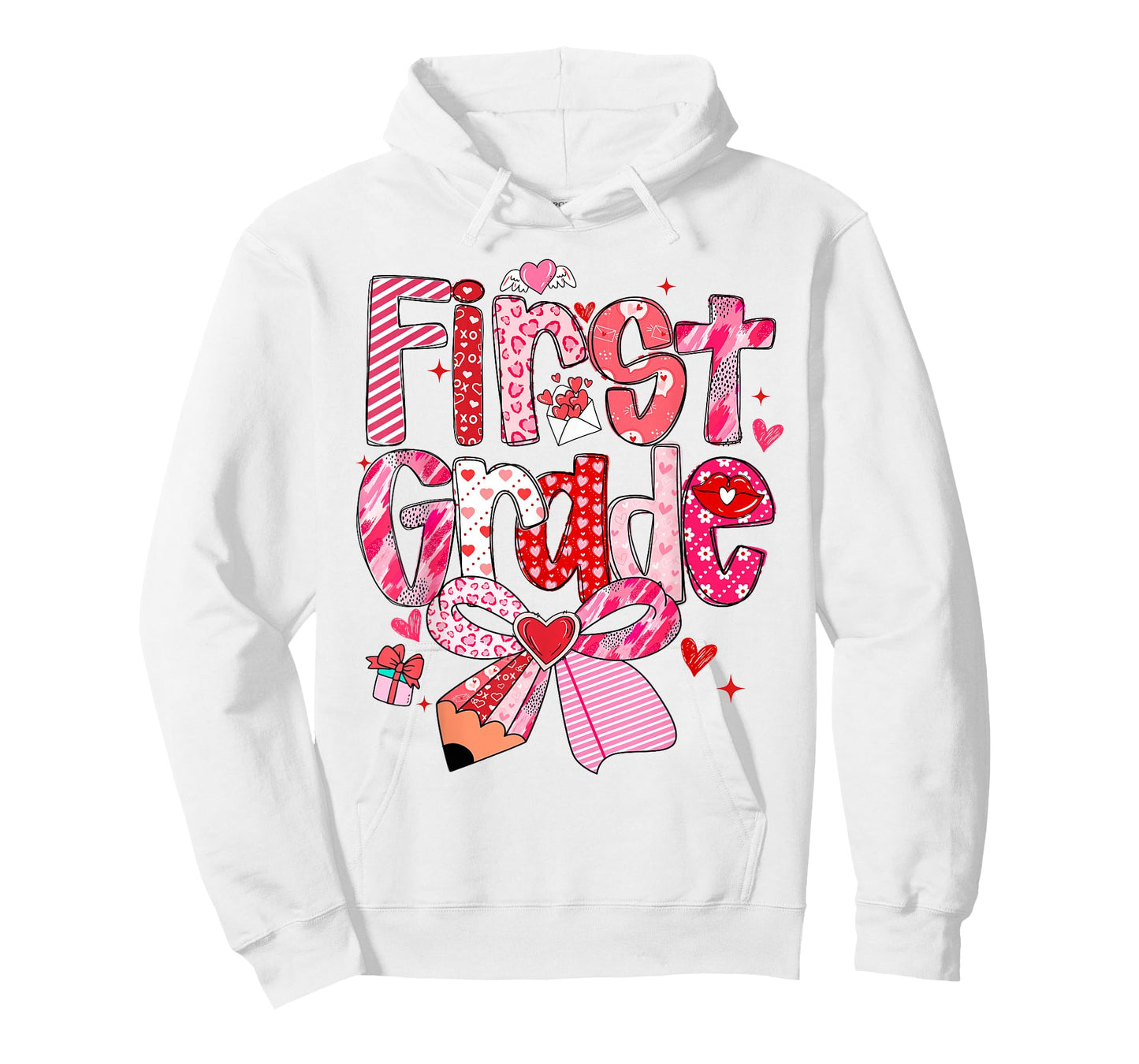First 1st Grade Valentines Day Coquette Bow Teachers Girls T-Shirt