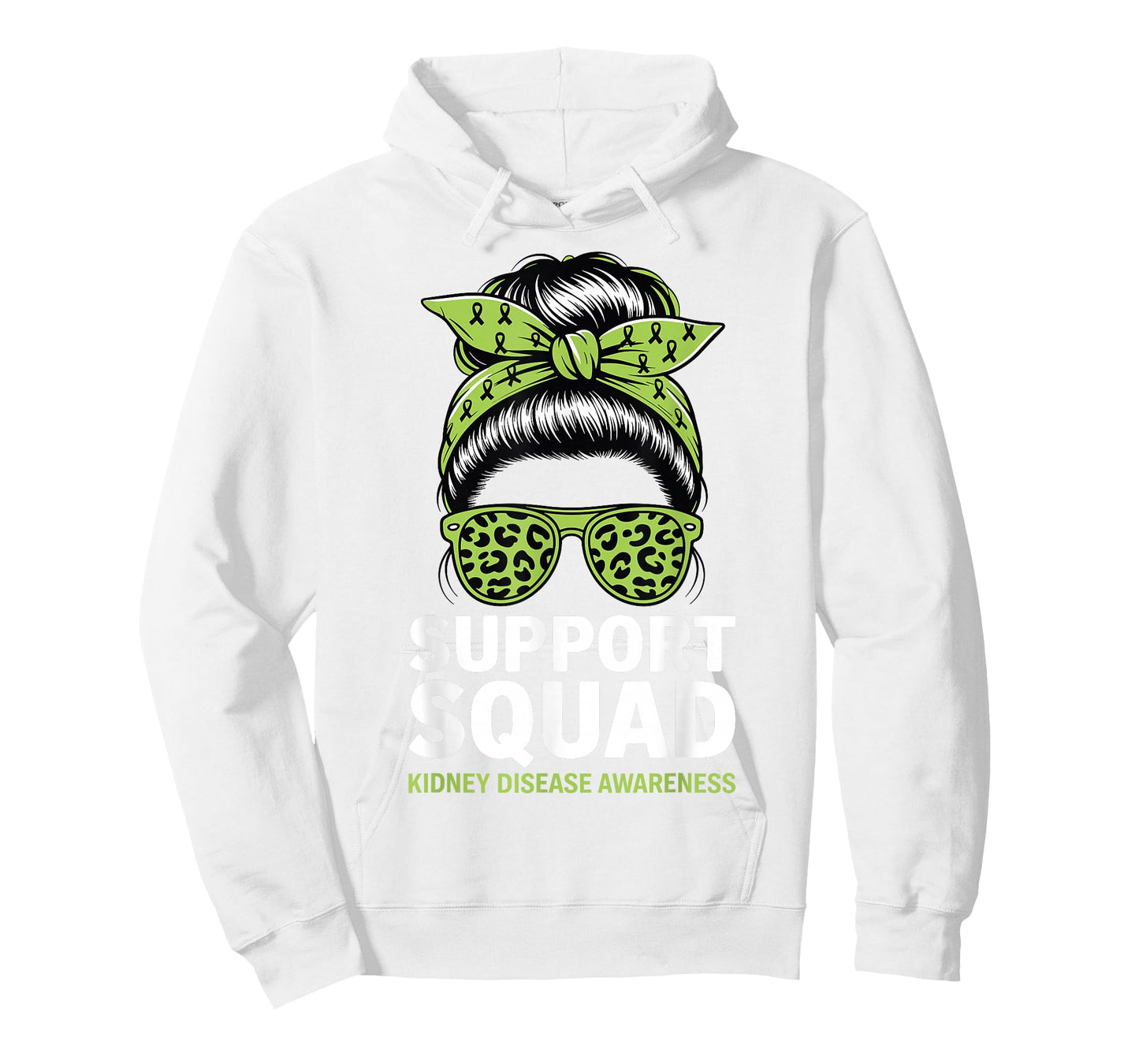 Kidney Disease Awareness Messy Bun Support Squad T-Shirt