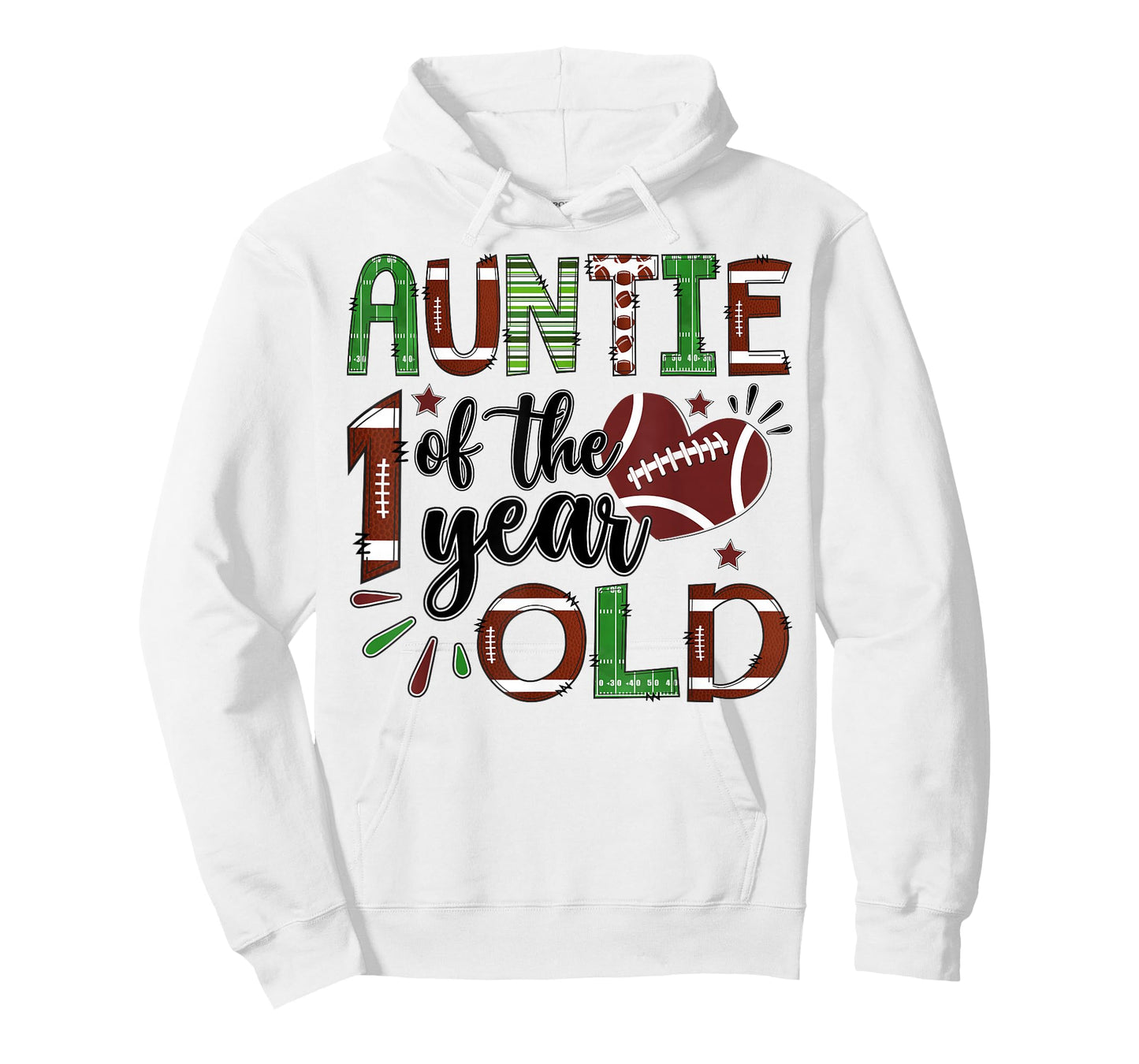 Auntie of The 1 Year Old Football 1st Birthday Boy Matching T-Shirt