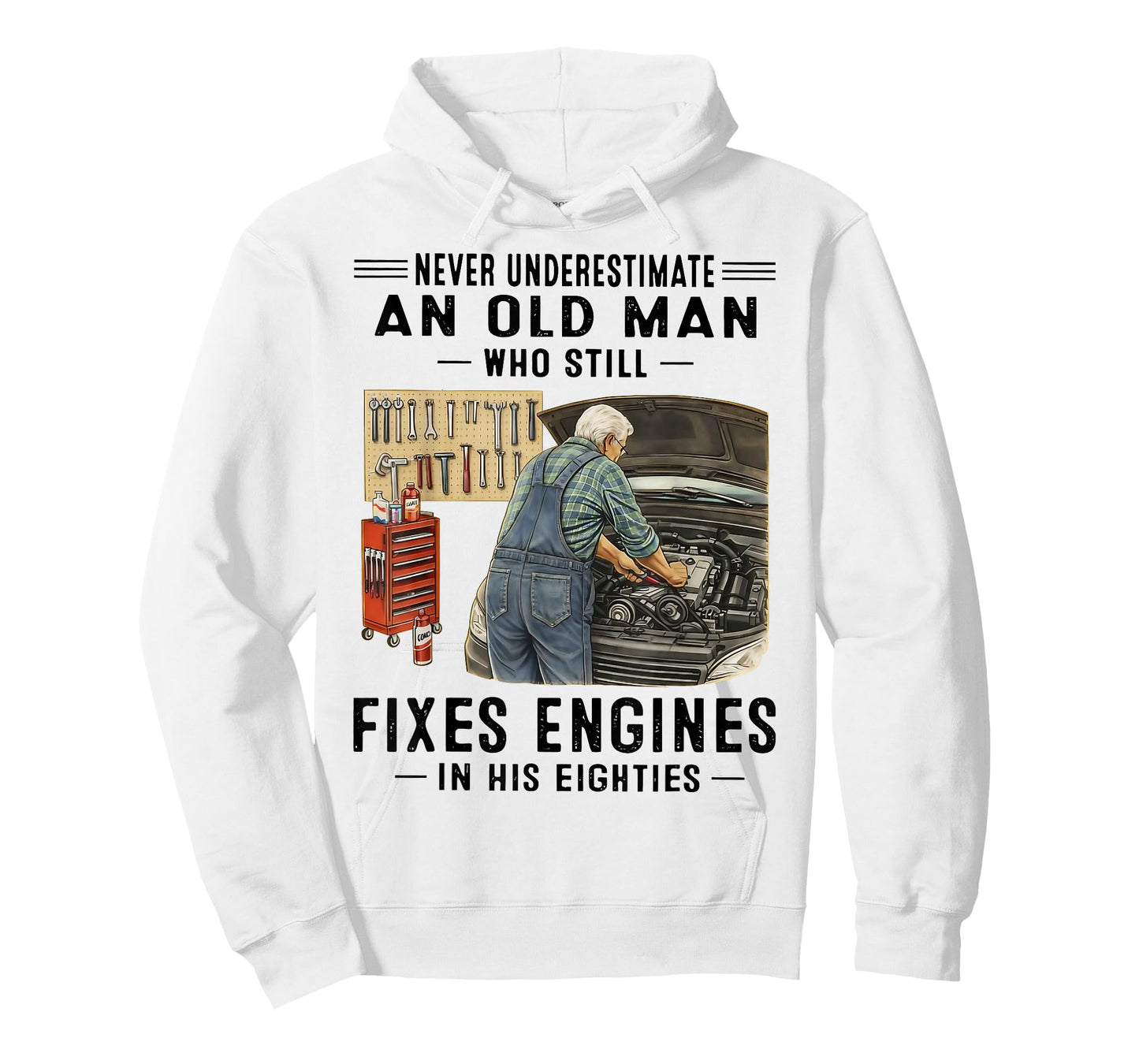 Never Underestimate an Old Man Who Still Fixes Engines T-Shirt