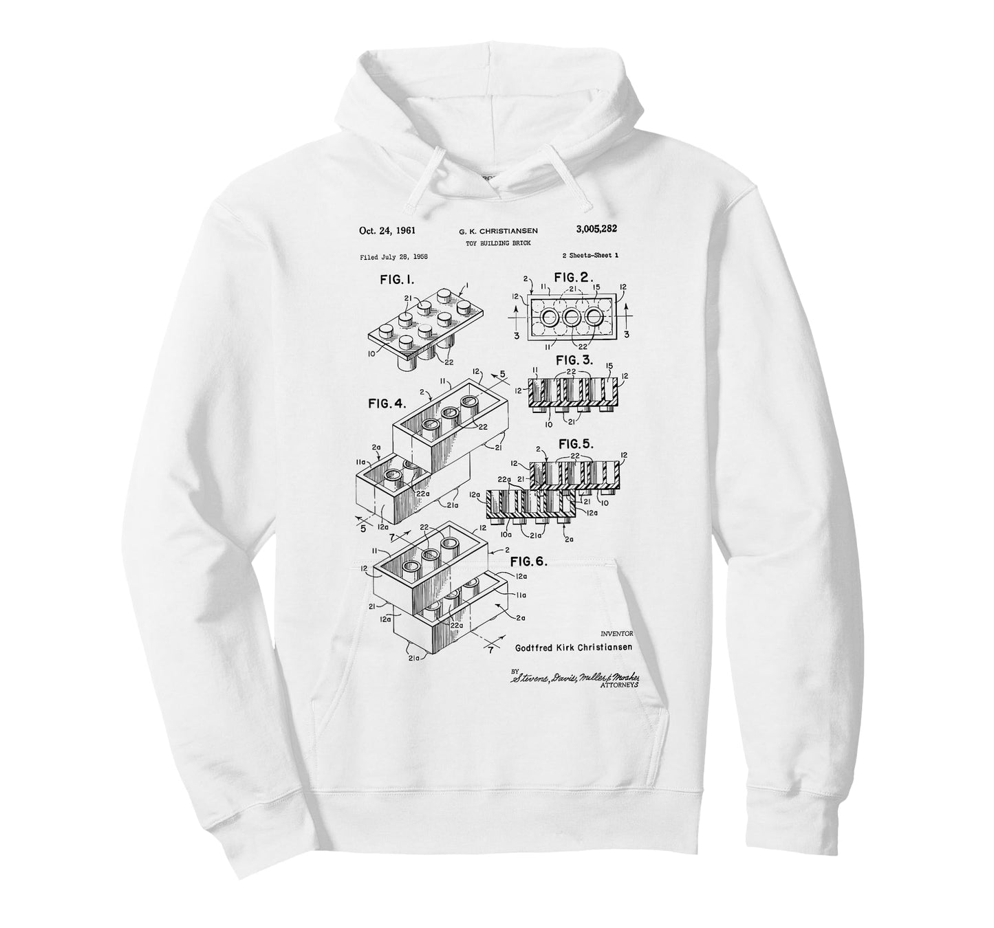 Toy Building Brick Patent Vintage Technical Blueprint T-Shirt