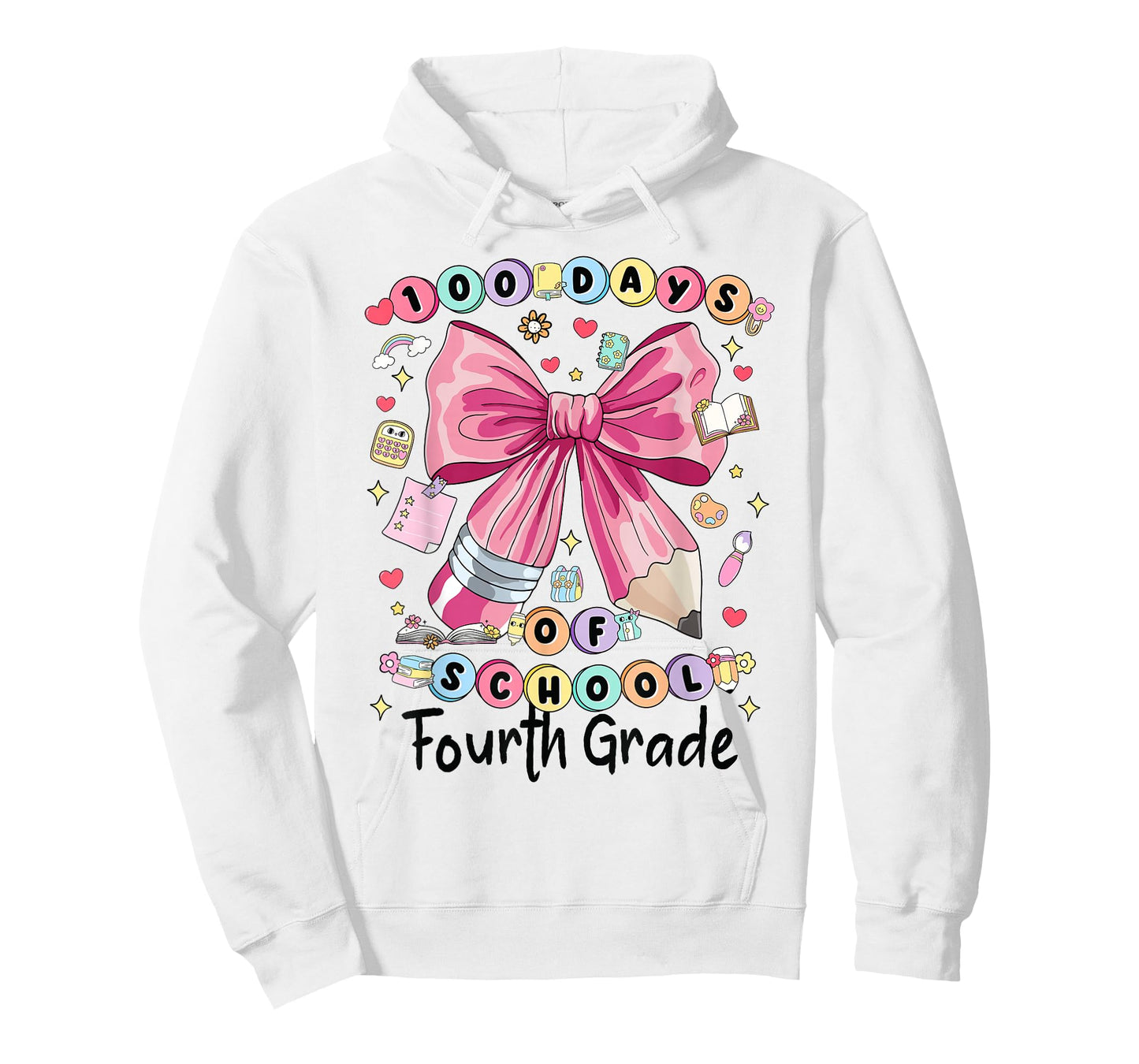 Fourth Grade Teacher Girls Coquette Bow 100 Days of School T-Shirt