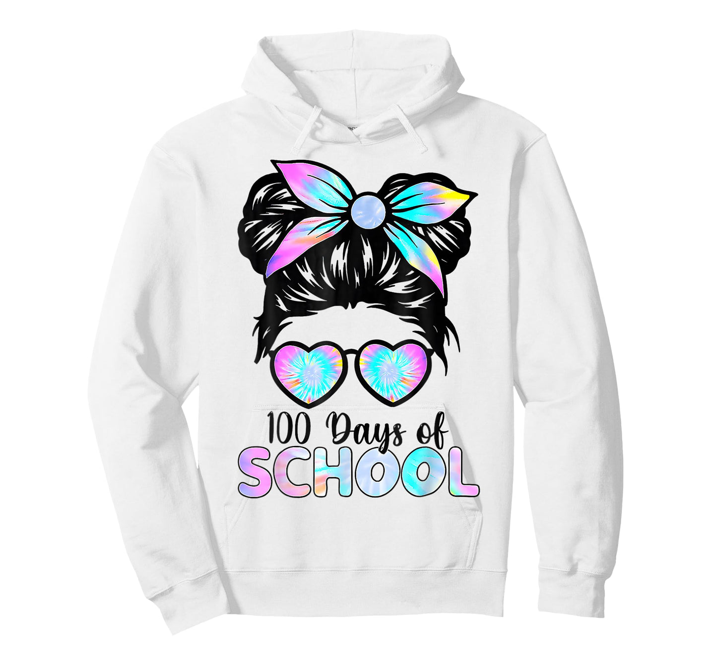 100 Days Smarter Girls Messy Bun Hair 100th Day of School T-Shirt