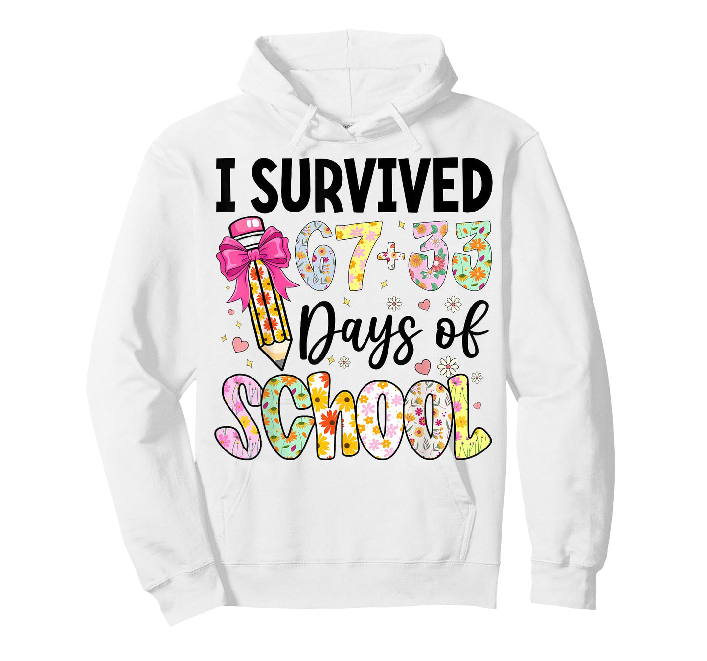 I Survived 67+33 Day of School Teacher 100 Days of School T-Shirt