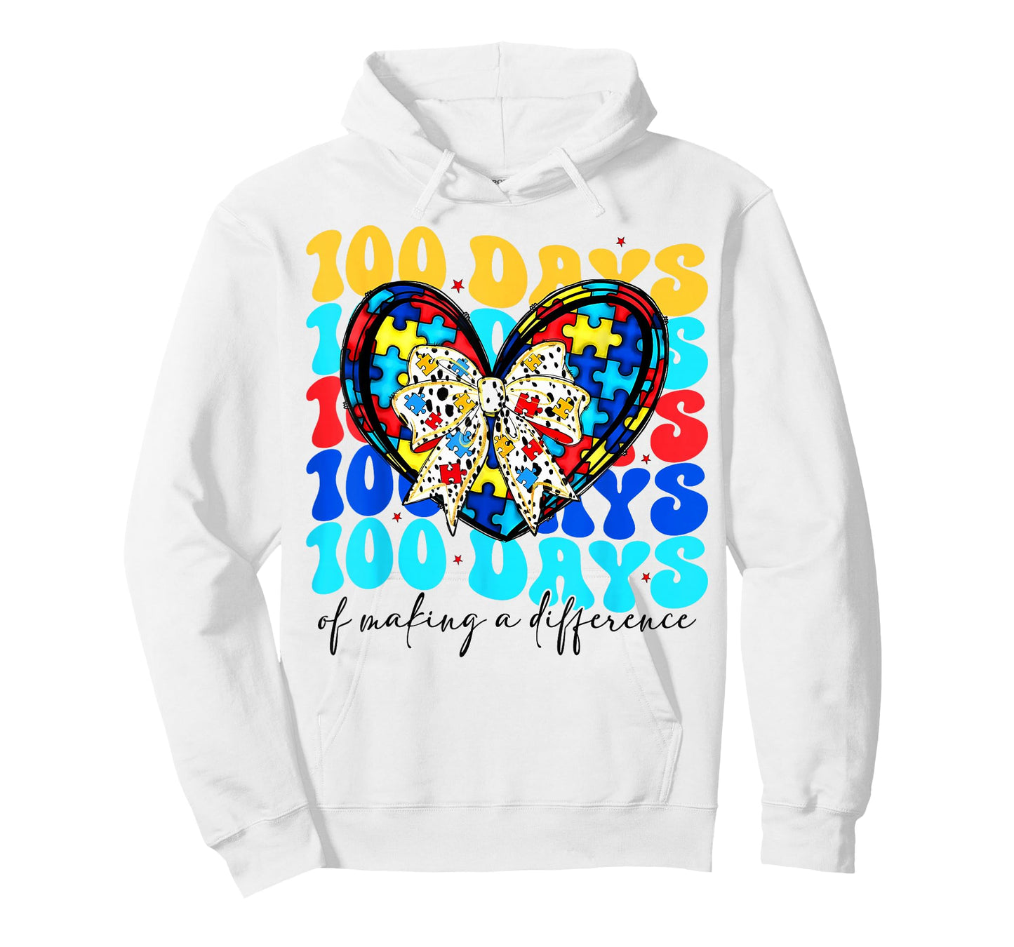 100 Days of Making Difference 100th Day of School Autism T-Shirt