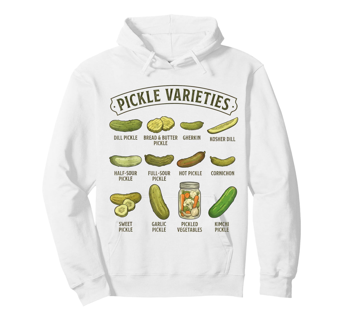 Types of Pickles Varieties Funny Pickle Lover Pickling Adult T-Shirt