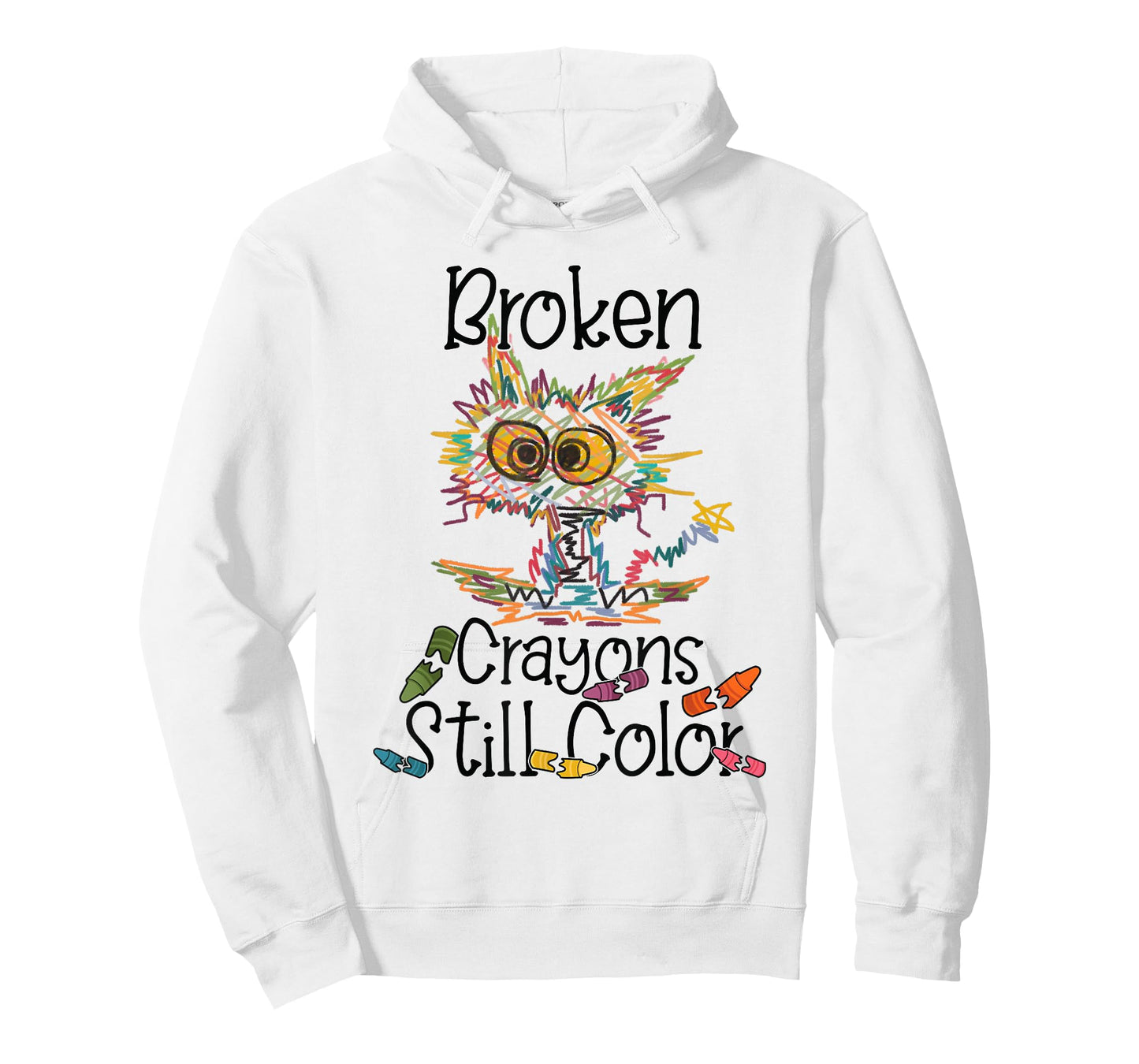Broken Crayons Still Color Mental Health Awareness Funny Cat T-Shirt