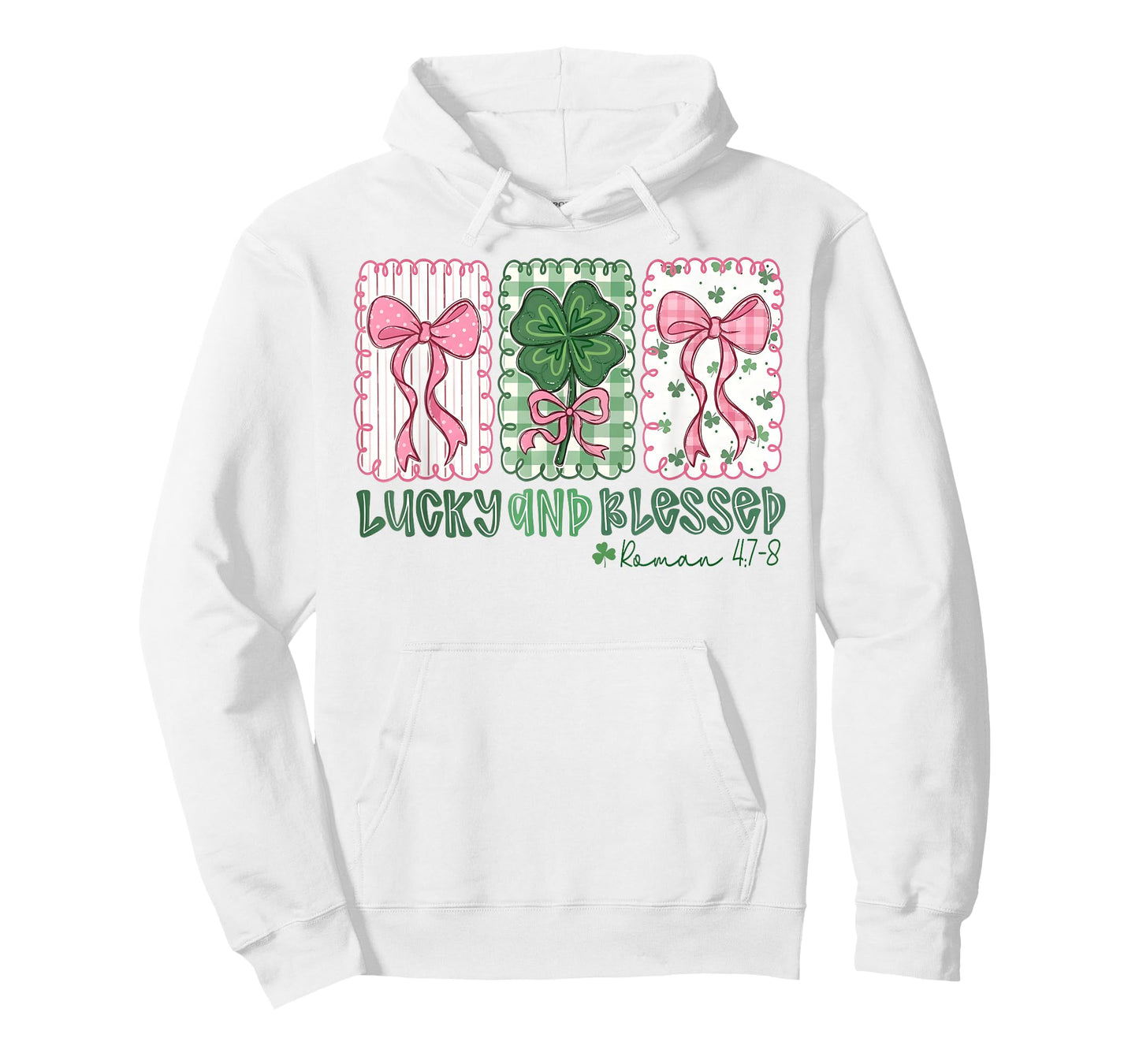 St Patrick's Day Preppy Lucky and Blessed Coquette Bow Girly T-Shirt