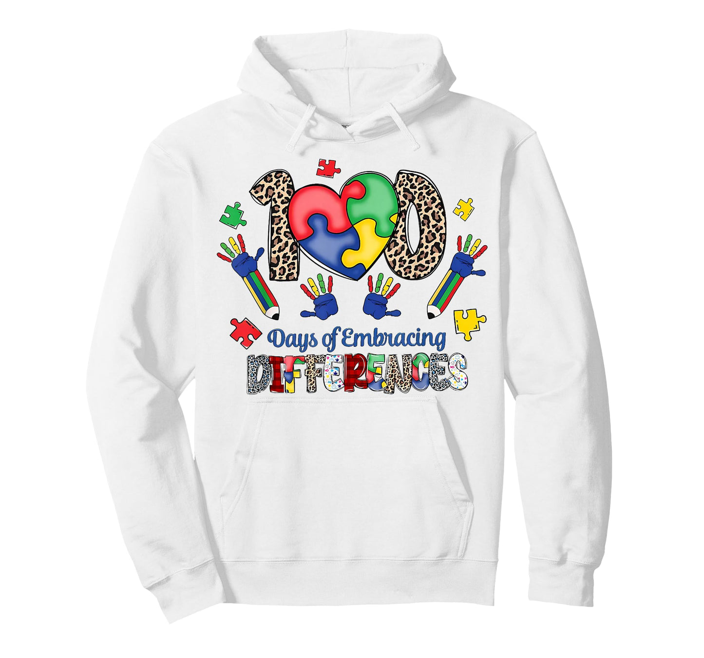100 Days of Making Difference 100th Day of School Autism Kid T-Shirt