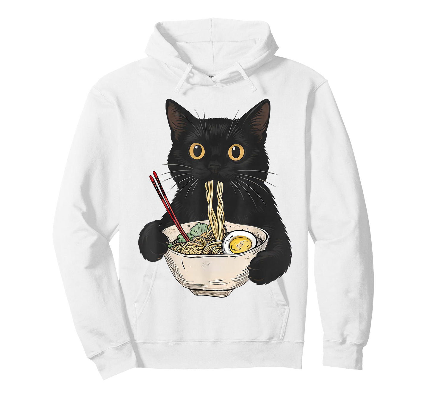Funny Cat Eating Noodles Cute Cat Men Women Kids T-Shirt
