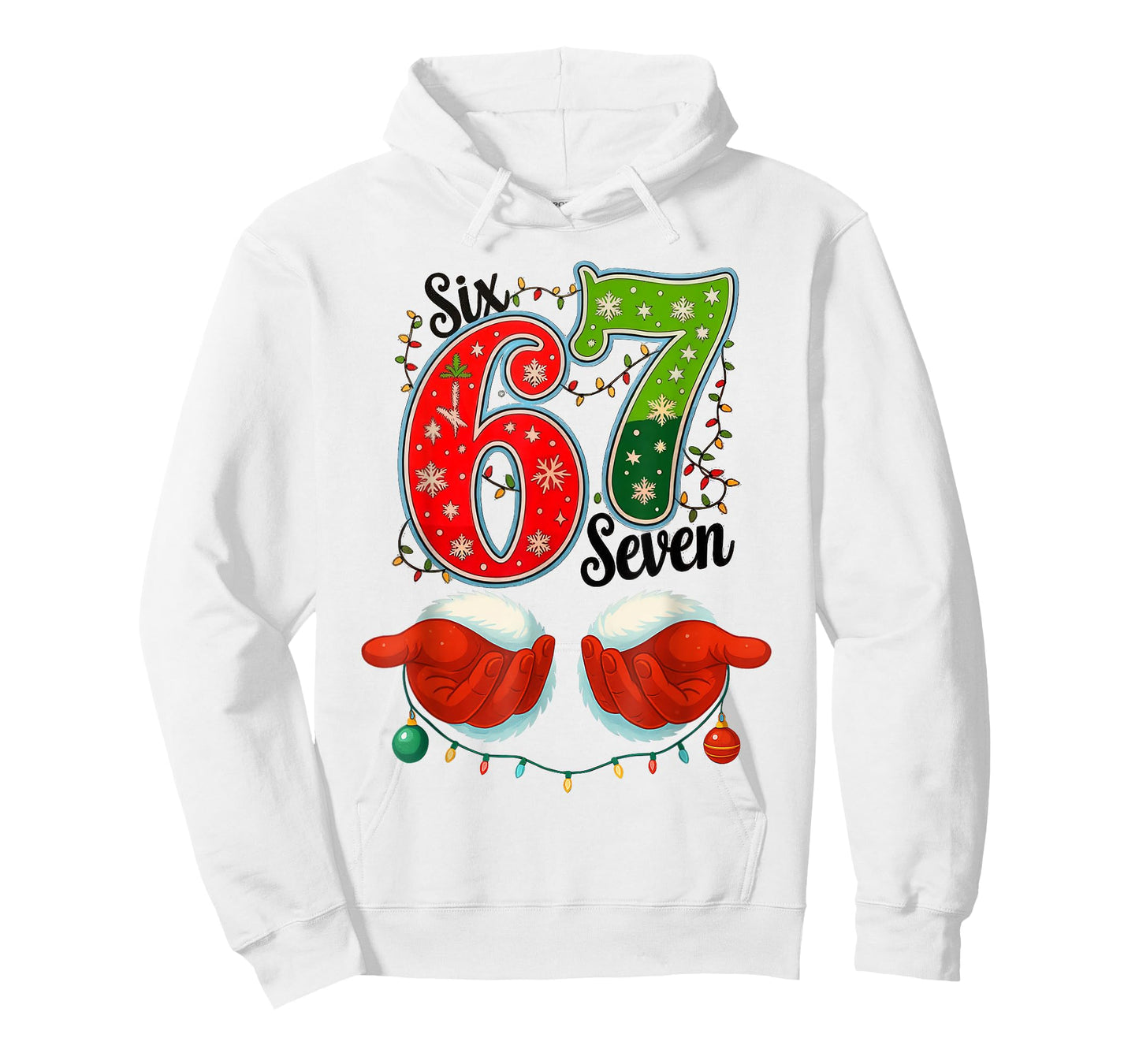 Funny Six Seven 67 Meme 6 7 Christmas Santa Hand Boys Teens T-Shirt
