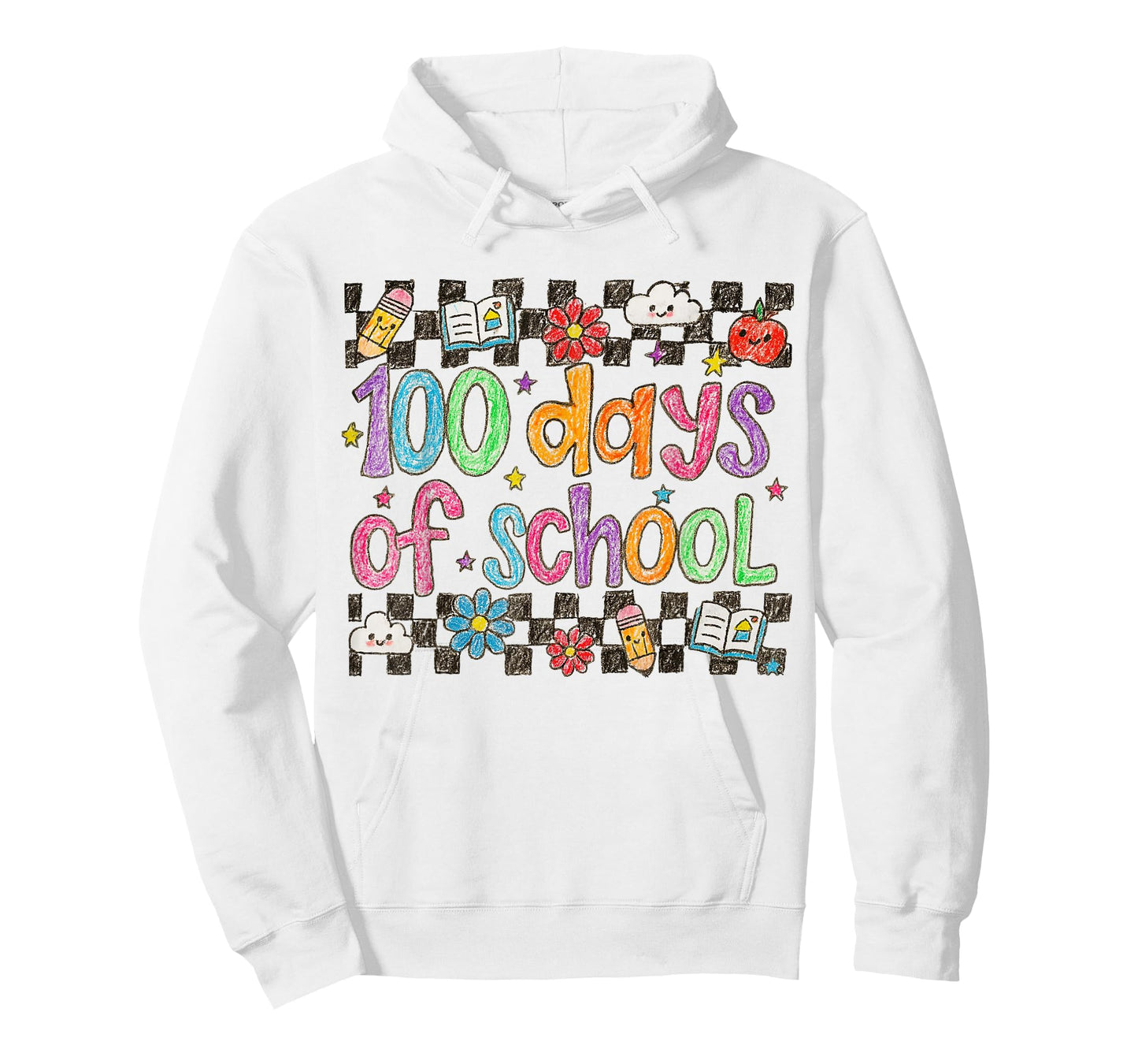 100 Days of School Crayon Handwriting Style Teacher T-Shirt