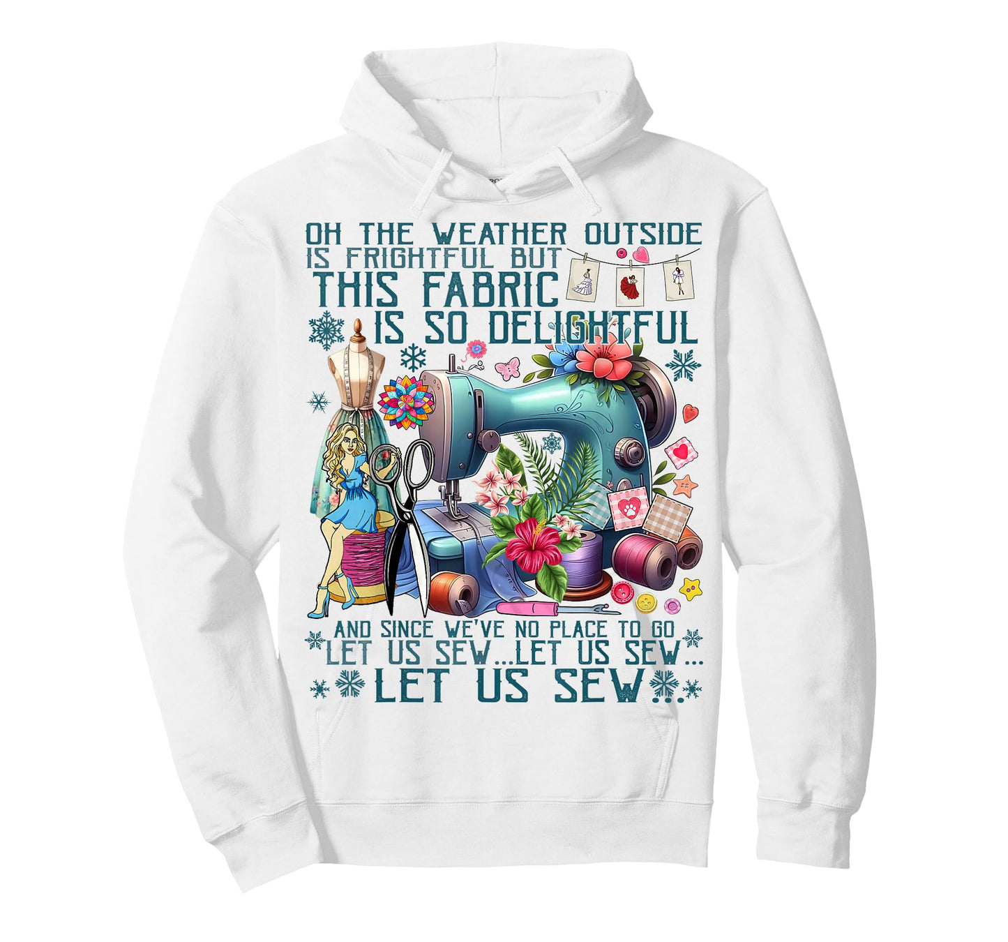 Let Us Sew Funny Sewing Quilting Cute Floral Sewing Machine T-Shirt