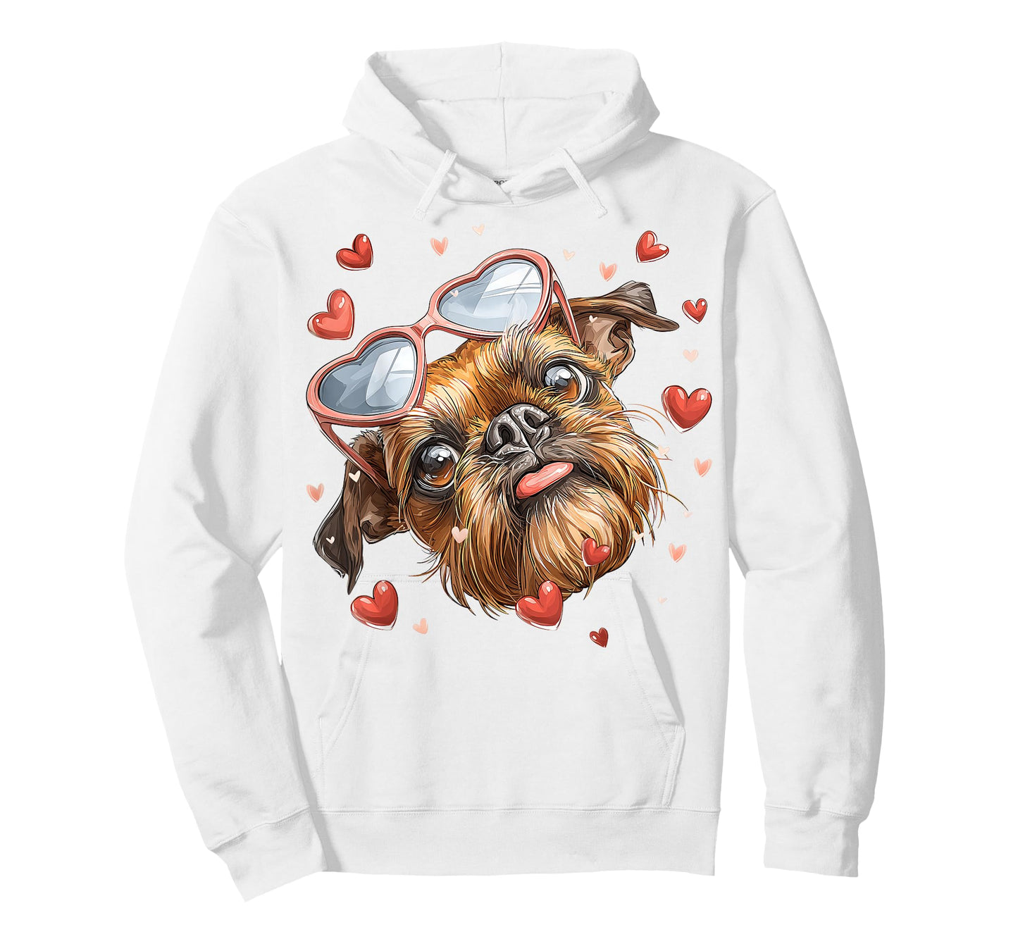 Brussels Griffon Dog Valentine's Day Heart Sunglasses T-Shirt