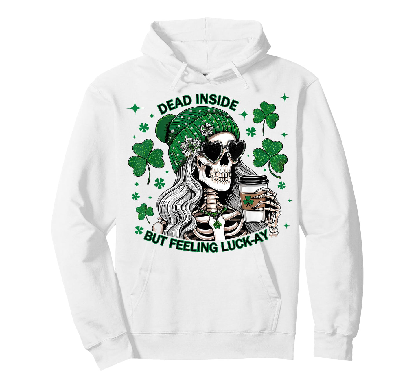 Irish Skeleton Dead Inside Coffee St Patricks Day T-Shirt