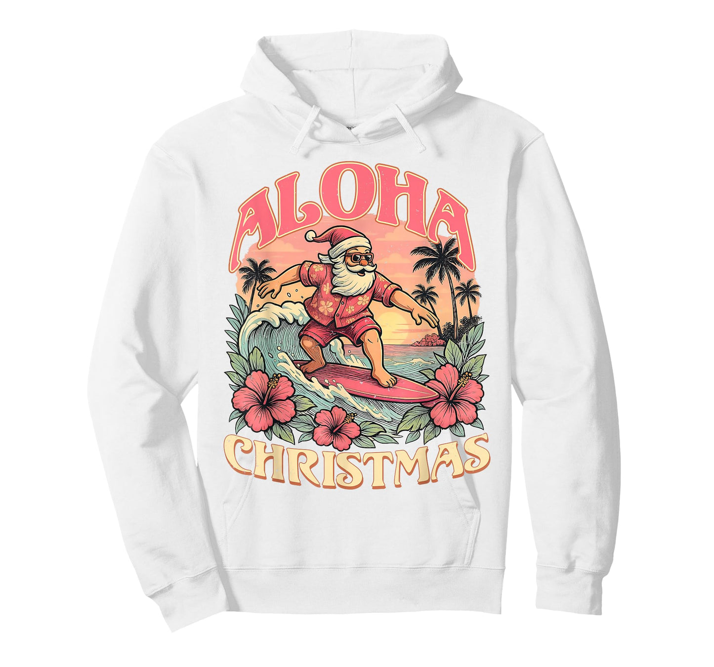 Aloha Christmas Santa Claus Surfing Hawaiian Mele Kalikimaka T-Shirt