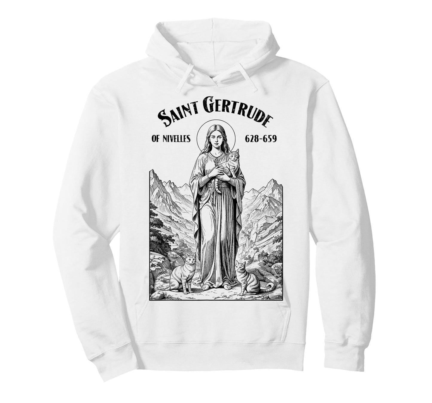 Cats Patron Saint Gertrude Vintage Funny Feline Cat Lovers T-Shirt