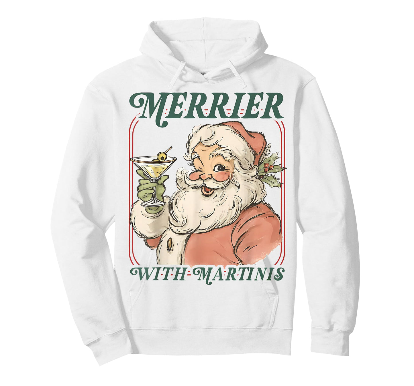Merrier with a Martini Santa Christmas Cocktail T-Shirt