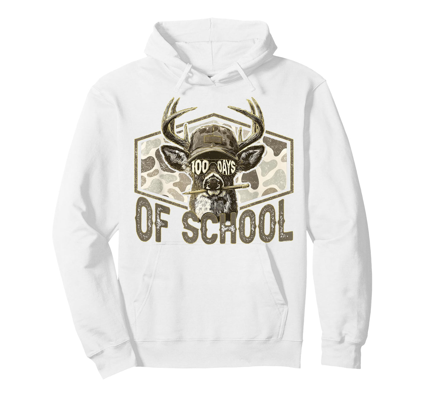 100 Days of School Deer Hunting Camo Hunter Teacher Boy Men T-Shirt