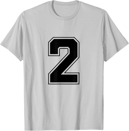 Number 2 Big Bold Capital Varsity Alphabet Monogram T-Shirt - T-Shirt | Ash