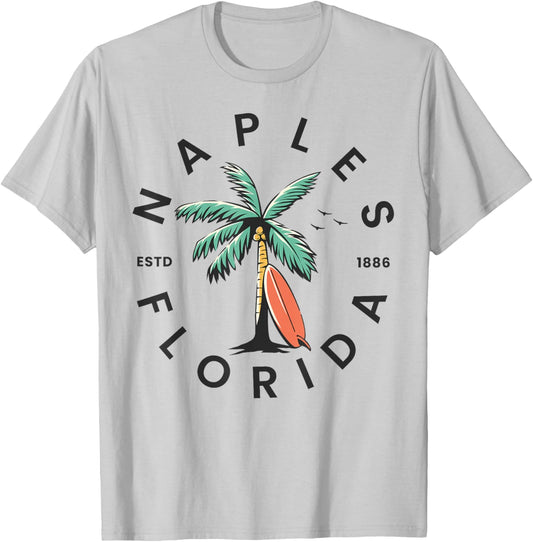 Naples Florida Beach Surf Summer Vacation T-Shirt - T-Shirt | Ash