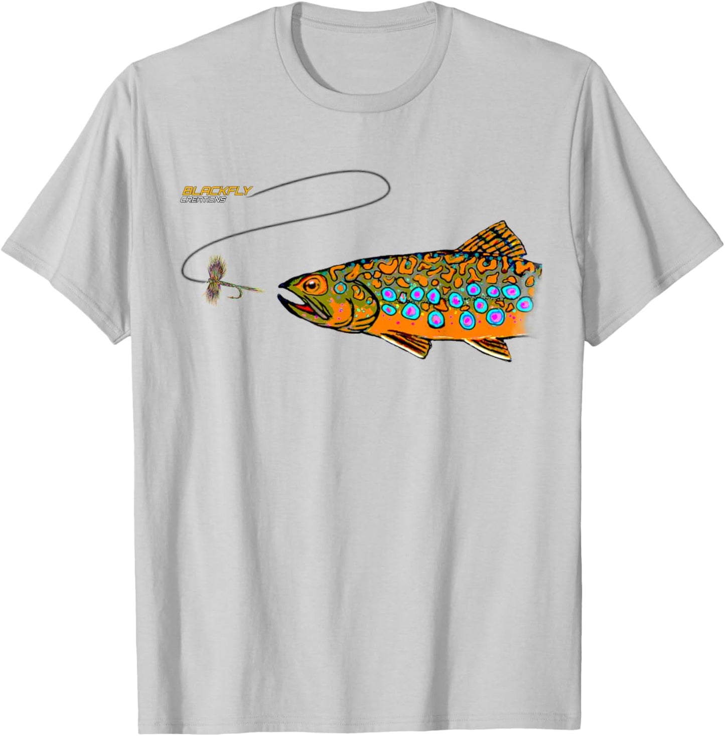Brook Trout Fly Fishing Shirts Gifts by Black Fly T-Shirt - T-Shirt | Ash