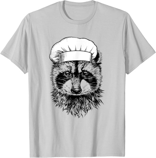 Raccoon Animal Racoon Chef Funny Cooking Cook T-Shirt - T-Shirt | Ash
