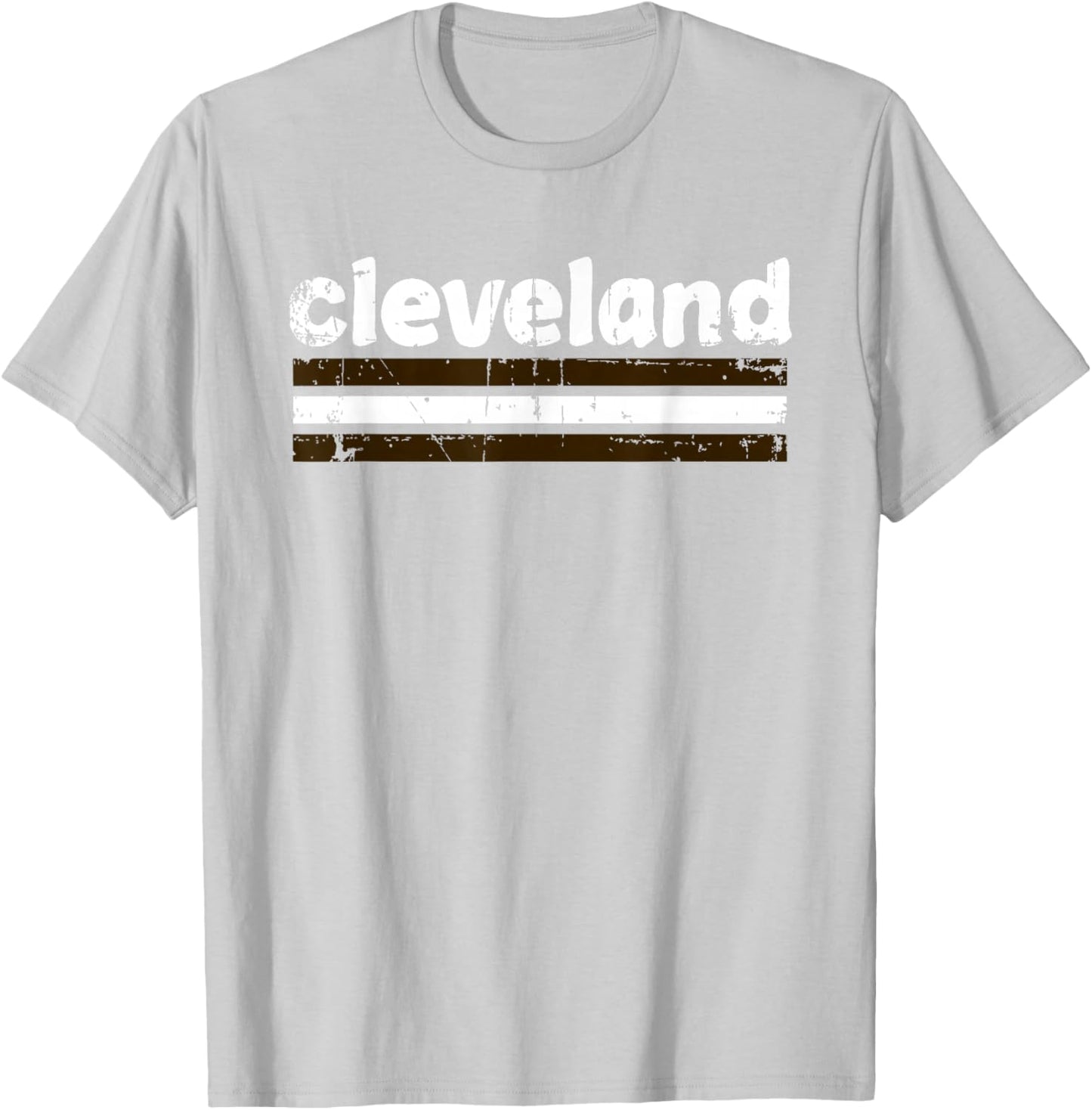 Cleveland Ohio Three Stripe Vintage Weathered T-Shirt - T-Shirt | Ash