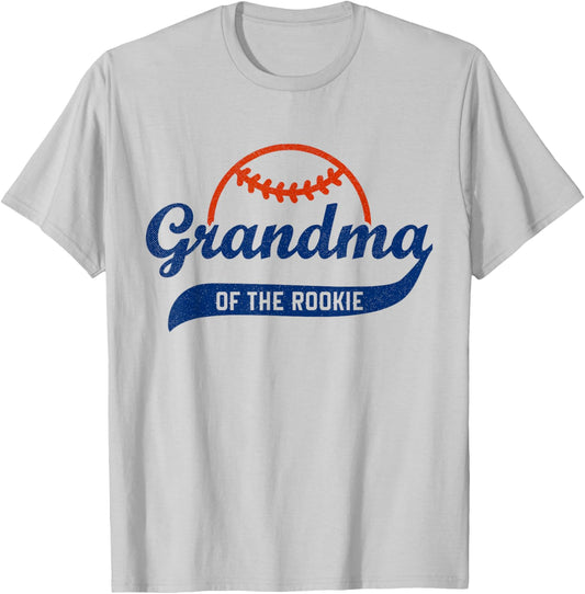 Funny Retro Baseball Grandma of the Rookie T-Shirt - T-Shirt | Ash