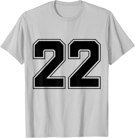 Number 22 Big Bold Capital Varsity Alphabet Monogram T-Shirt - T-Shirt | Ash