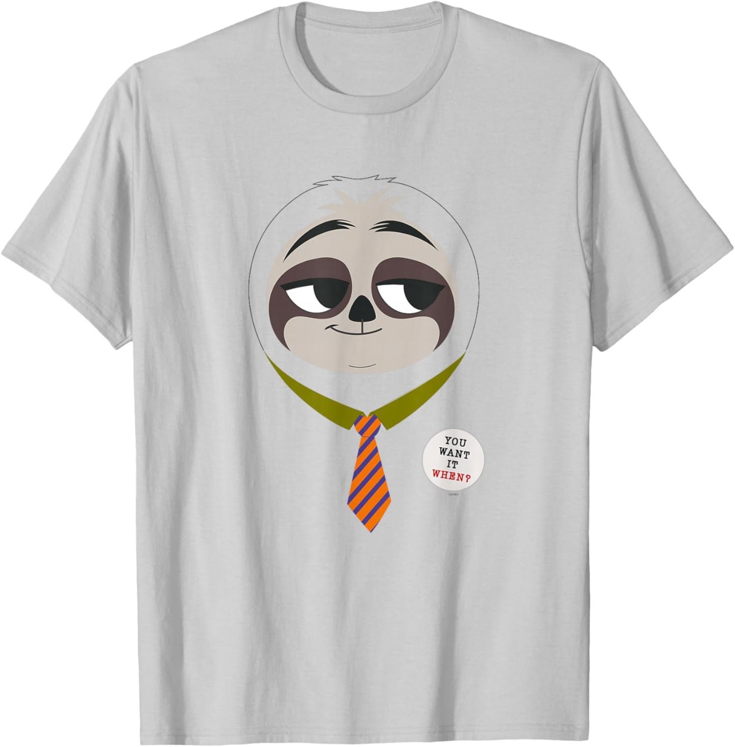 Disney Zootopia Flash The Sloth Face T-Shirt - T-Shirt | Ash