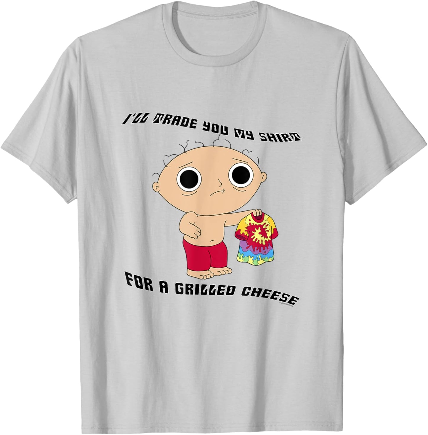 Family Guy Stewie Trade for a Grilled Cheese Funny Cartoon T-Shirt - T-Shirt | Ash