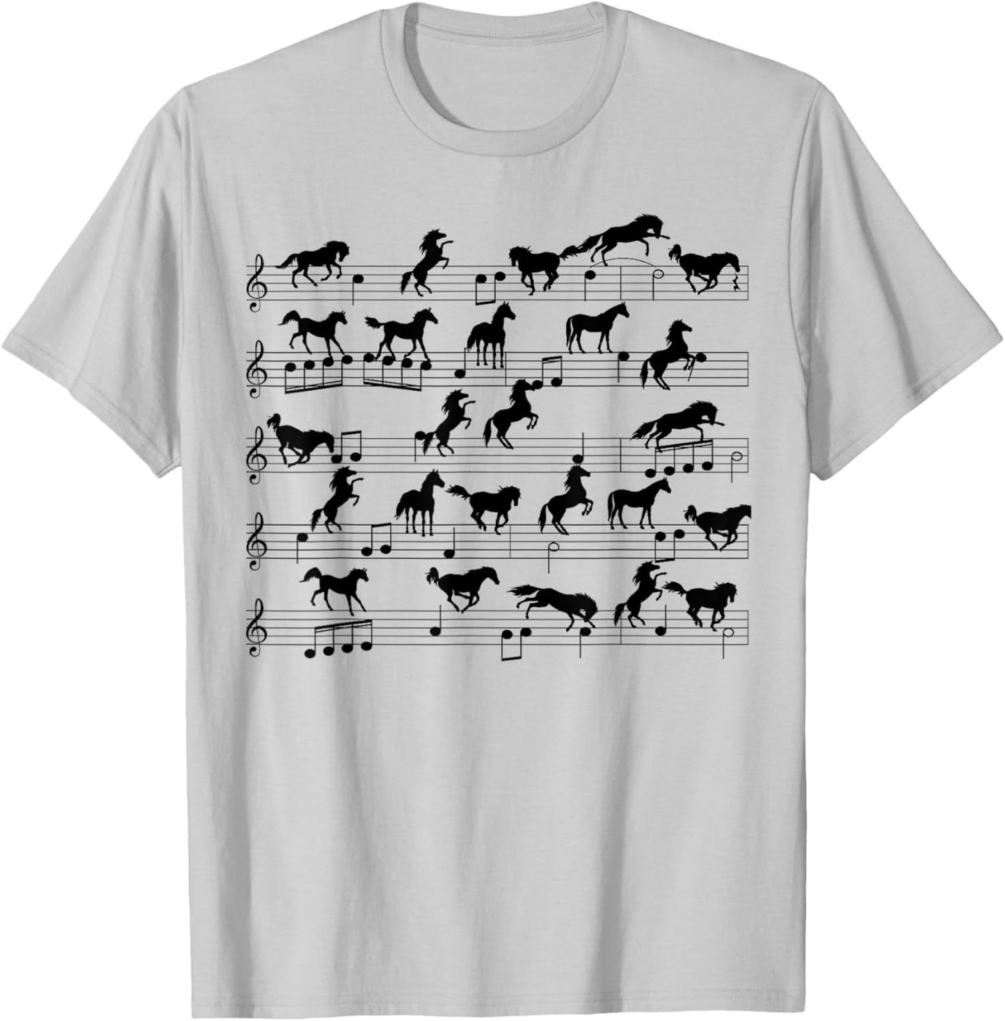 Cute Horse Music Note Clef Gifts For Girls, Boys, Men, Women T-Shirt - T-Shirt | Ash